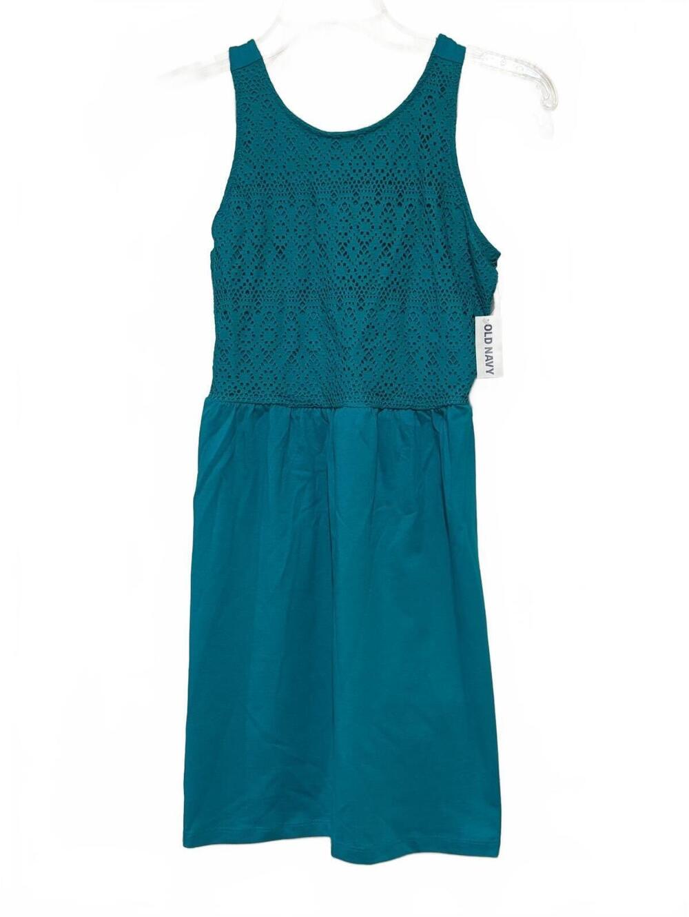 Old Navy Teal Sleeveless Dress with Crochet Top